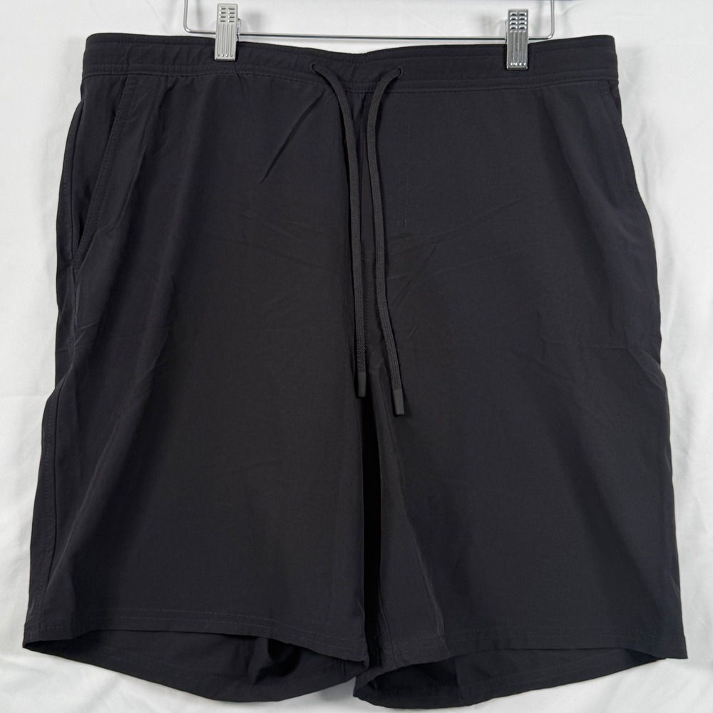 Kirkland Mens L Swim Shorts Black Stretch Lined Quick Dry Trunks Beach Gorpcore